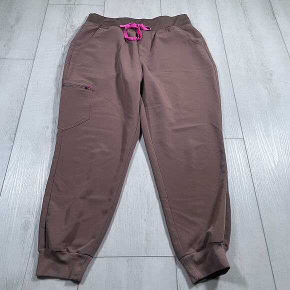 Figs Zamora Jogger Scrub Pants Women’s Large Petite Brown Technical Collection - Picture 1 of 13